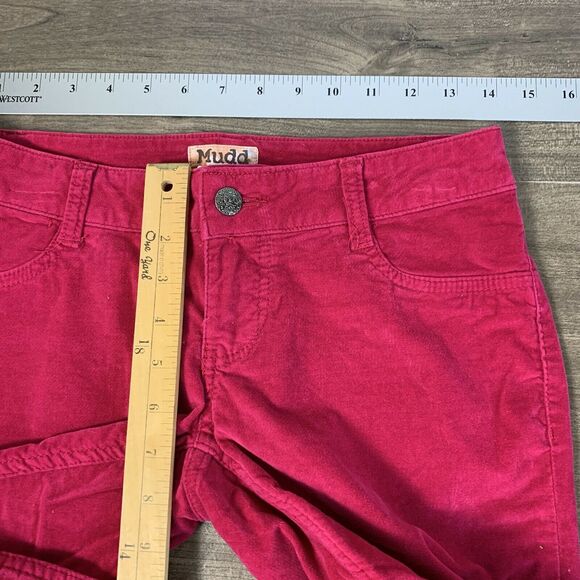 Mudd Junior Teens Skinny Pants Size 3 Red Suede Low Rise L28 x W30 - Picture 3 of 8
